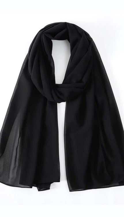 Black Plain Hijab - Wool Soft Korean Chiffon Fabric