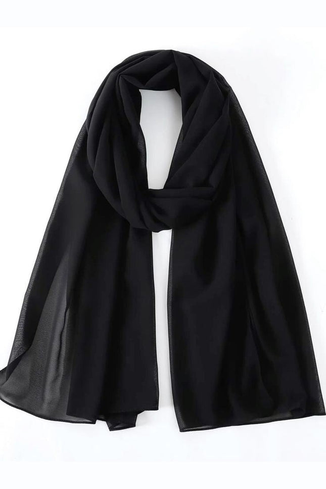 Plain hijab Black - Wool Soft Korean Chiffon Fabric