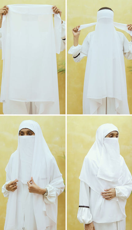 Instant Chiffon Hijab – Plain White Shawl Head Scarf