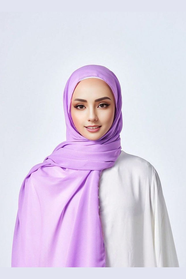 Plain Hijab Purple -  Wool Soft Korean Chiffon Fabric