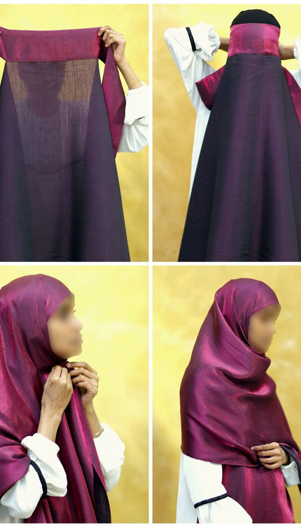 Instant Shimmer Hijab – Plain Maroon Shawl Head Scarf