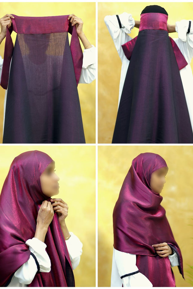 Instant Shimmer Hijab – Plain Maroon Shawl Head Scarf