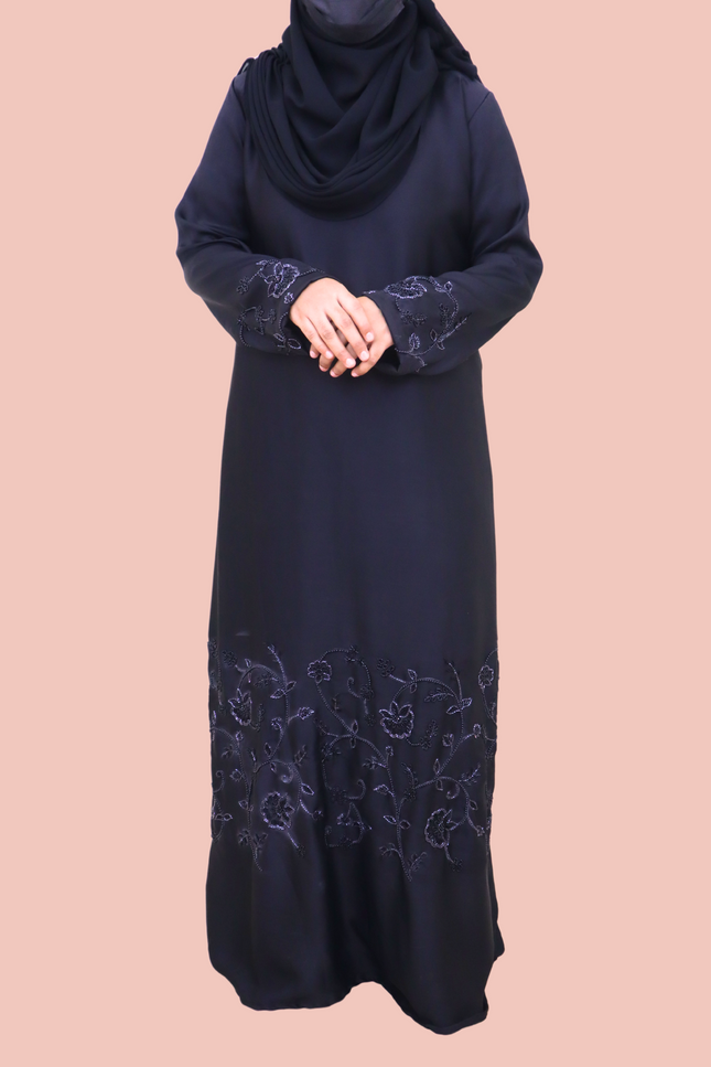 Imported Korean Nida Fabric Abaya with Heavy design handwork