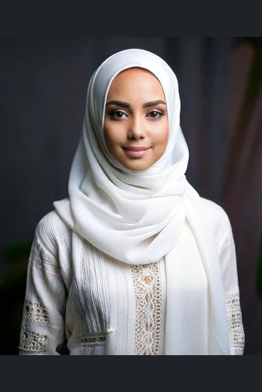 White Plain Hijab - Wool Soft Korean Chiffon Fabric