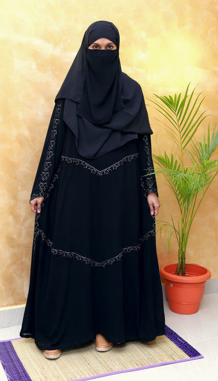 Fish-Cut Sleeve Double-Layer Handwork Abaya