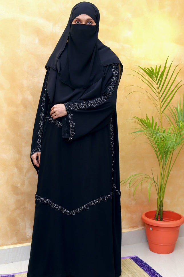 Fish-Cut Sleeve Double-Layer Handwork Abaya