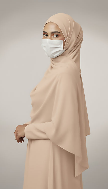 Beige Plain Hijab -  Wool Soft Korean Chiffon Fabric