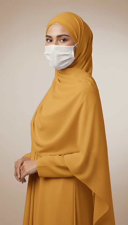 Mustard Yellow Plain Hijab -  Wool Soft Korean Chiffon Fabric