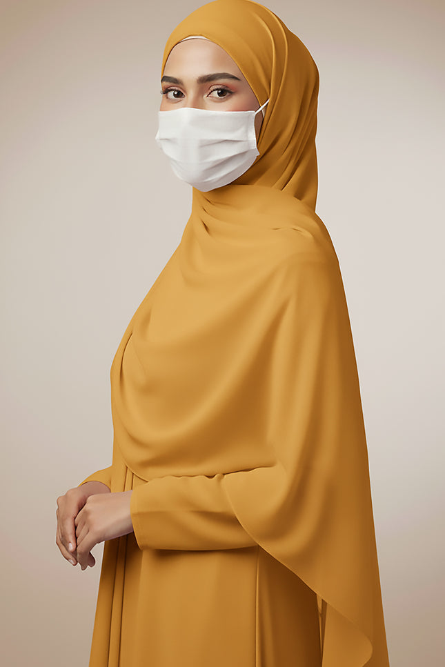 Mustard Yellow Plain Hijab -  Wool Soft Korean Chiffon Fabric