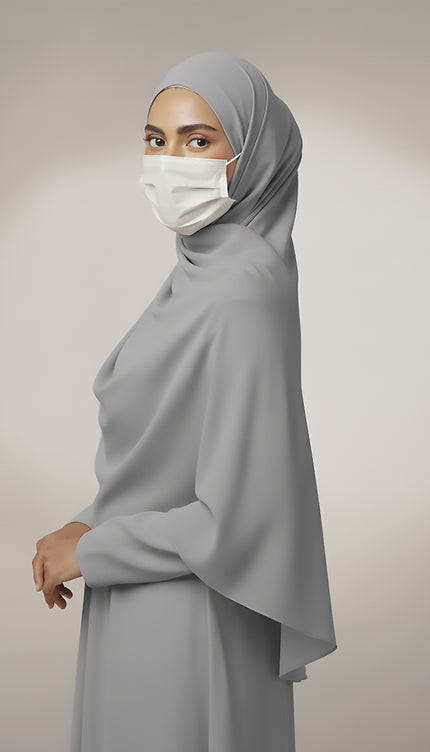 Grey Plain Hijab - Wool Soft Korean Chiffon Fabric