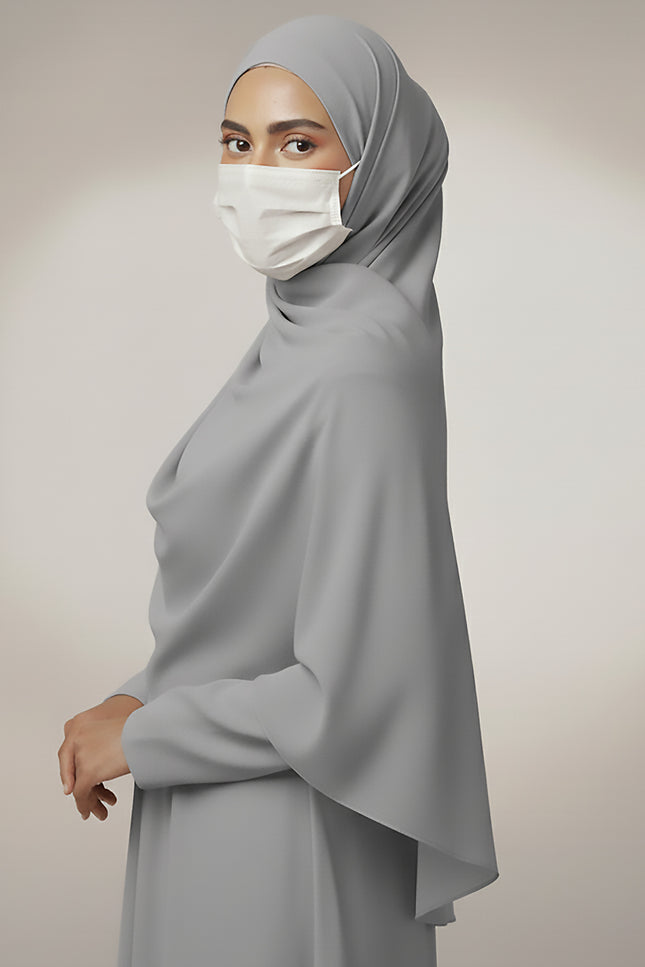 Grey Plain Hijab - Wool Soft Korean Chiffon Fabric