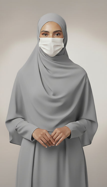 Grey Plain Hijab - Wool Soft Korean Chiffon Fabric