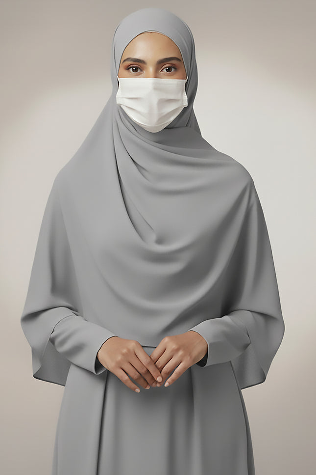 Grey Plain Hijab - Wool Soft Korean Chiffon Fabric