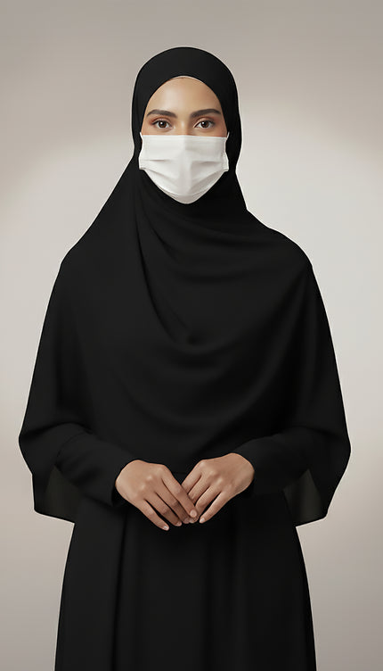 Black Plain Hijab - Wool Soft Korean Chiffon Fabric