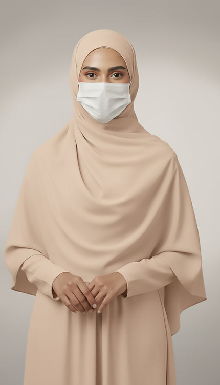 Beige Plain Hijab -  Wool Soft Korean Chiffon Fabric