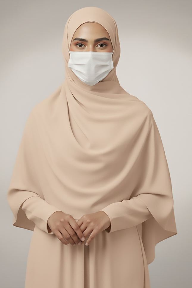 Beige Plain Hijab -  Wool Soft Korean Chiffon Fabric