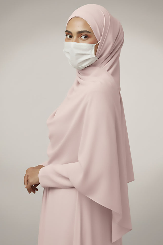 Powder Pink Plain Hijab -  Wool Soft Korean Chiffon Fabric