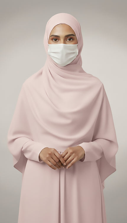 Powder Pink Plain Hijab -  Wool Soft Korean Chiffon Fabric