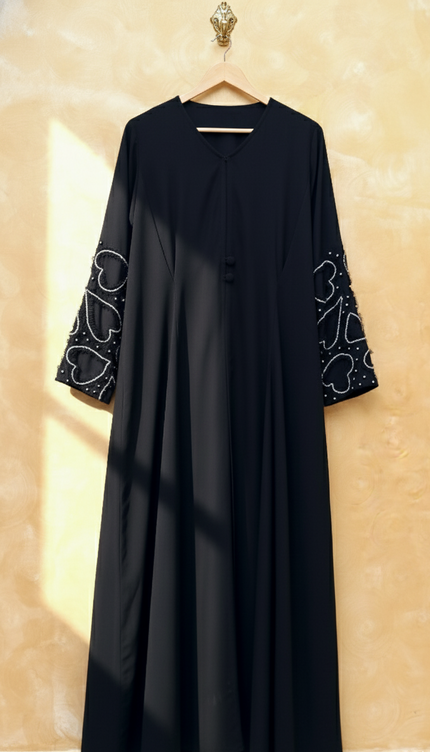 **Heart‑Embroidered Korean Nida Abaya