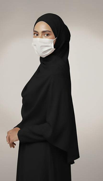 Black Plain Hijab - Wool Soft Korean Chiffon Fabric