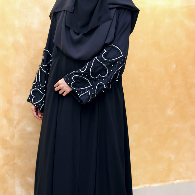 **Heart‑Embroidered Korean Nida Abaya