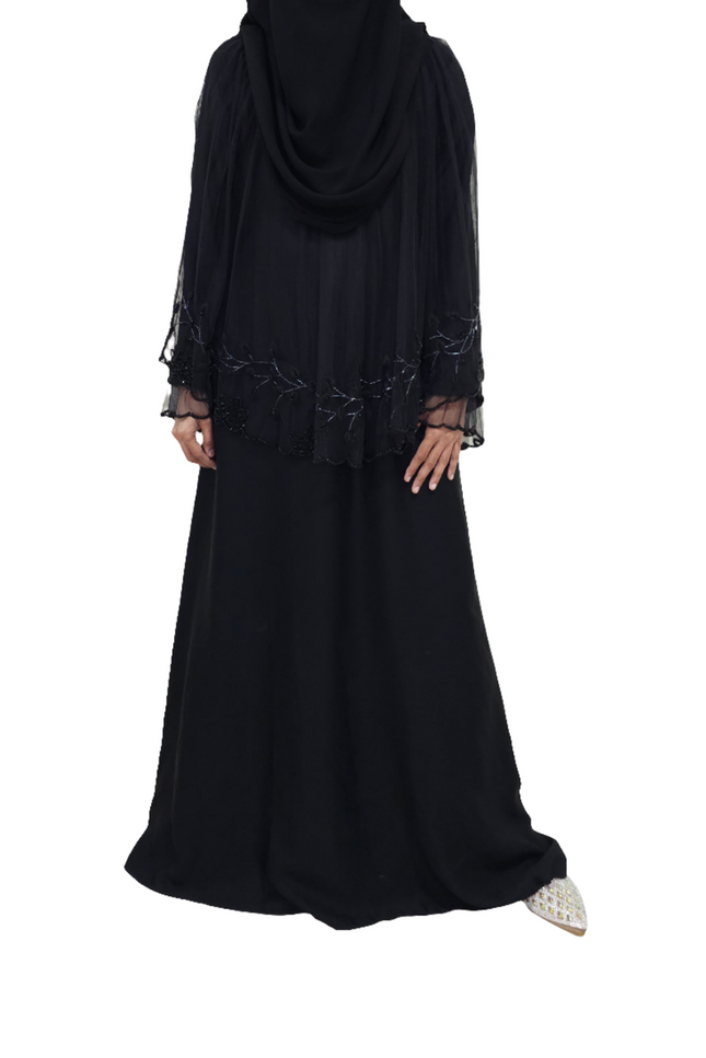 Trendy Net Cape Abaya with Full Handwork Abaya - Using Imported Korean Nida Fabric