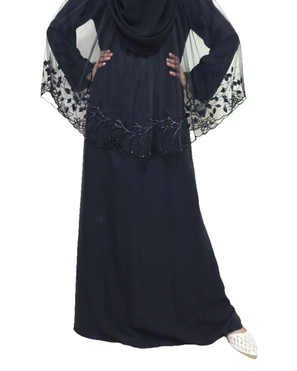 Trendy Net Cape Abaya with Full Handwork Abaya - Using Imported Korean Nida Fabric