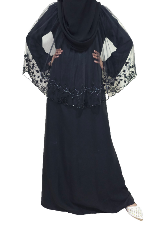 Trendy Net Cape Abaya with Full Handwork Abaya - Using Imported Korean Nida Fabric