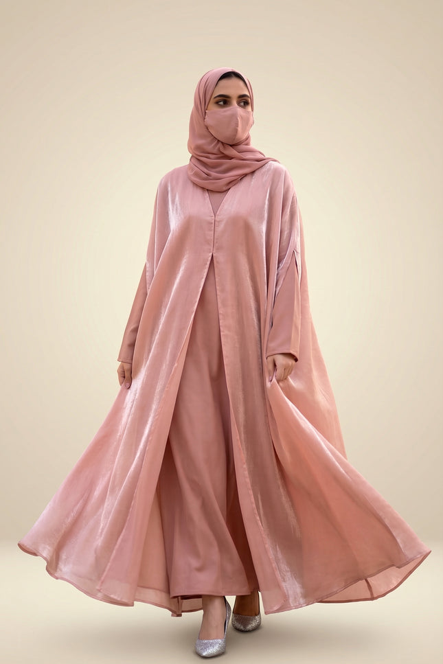 Luxury Mocha Brown Shimmer Nida Front Open Abaya | Ready to Ship | Ida Modest Faith