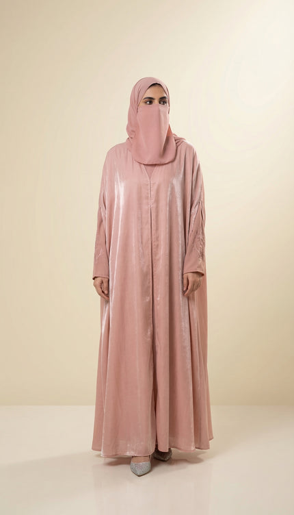 Luxury Mocha Brown Shimmer Nida Front Open Abaya | Ready to Ship | Ida Modest Faith