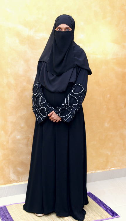 **Heart‑Embroidered Korean Nida Abaya