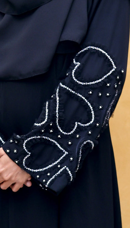 **Heart‑Embroidered Korean Nida Abaya