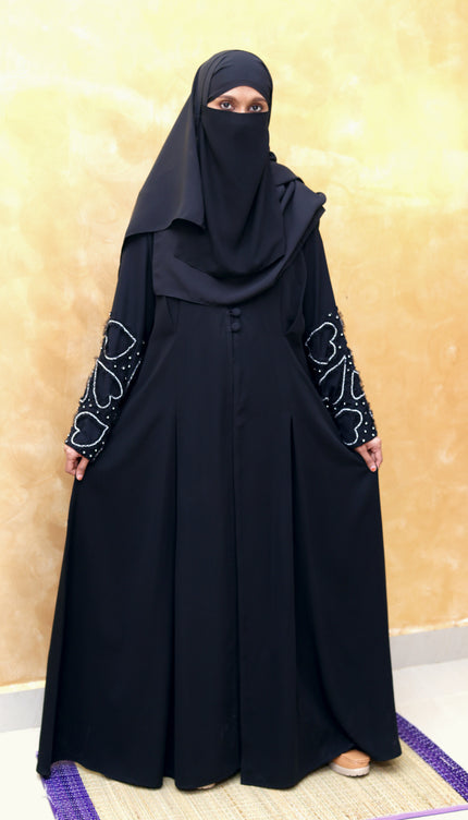 **Heart‑Embroidered Korean Nida Abaya