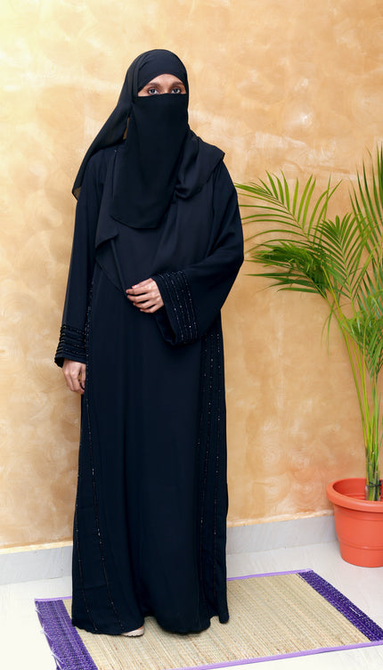 Noor Ivory & Black Piped Abaya