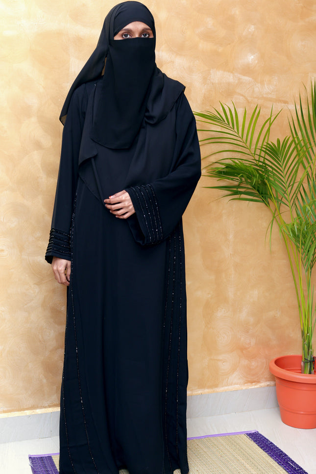Noor Ivory & Black Piped Abaya
