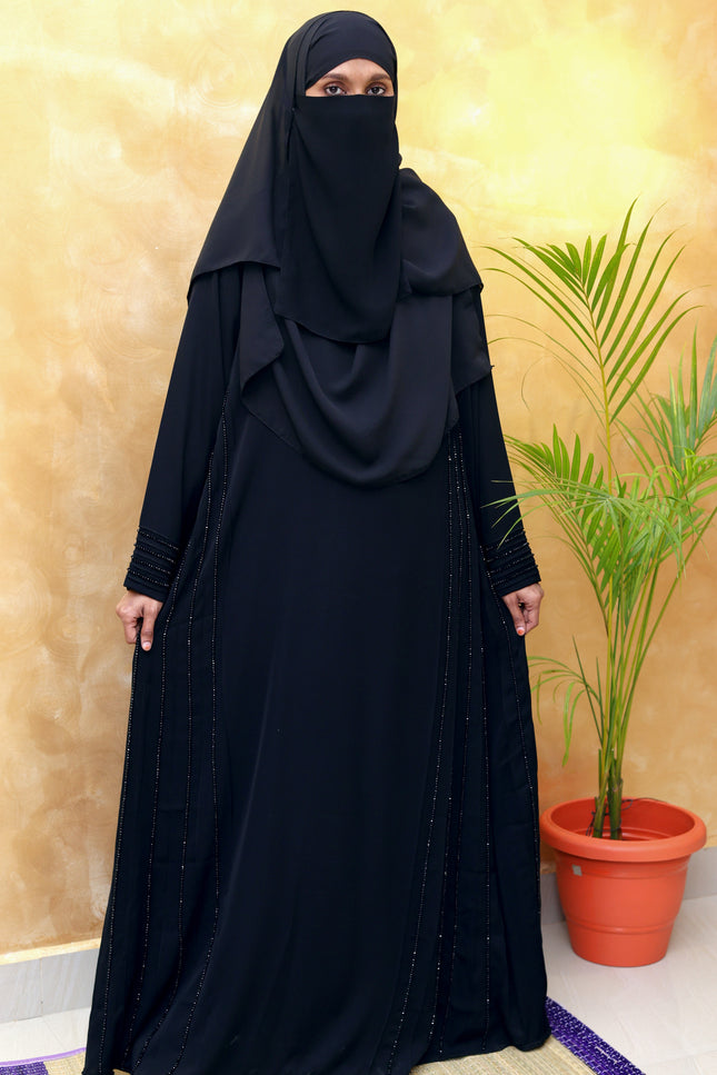 Noor Ivory & Black Piped Abaya