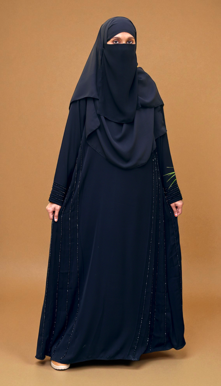 Noor Ivory & Black Piped Abaya