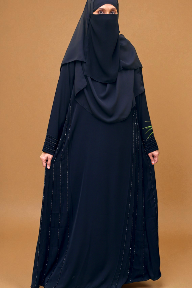 Noor Ivory & Black Piped Abaya