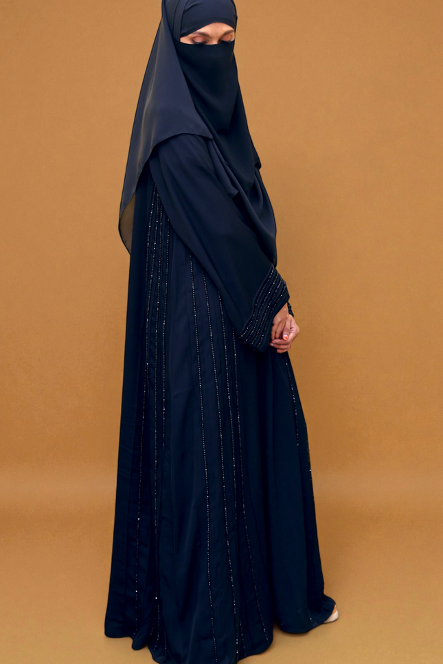 Noor Ivory & Black Piped Abaya