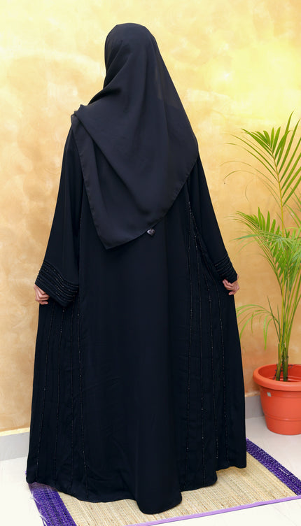 Noor Ivory & Black Piped Abaya