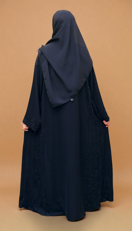Noor Ivory & Black Piped Abaya