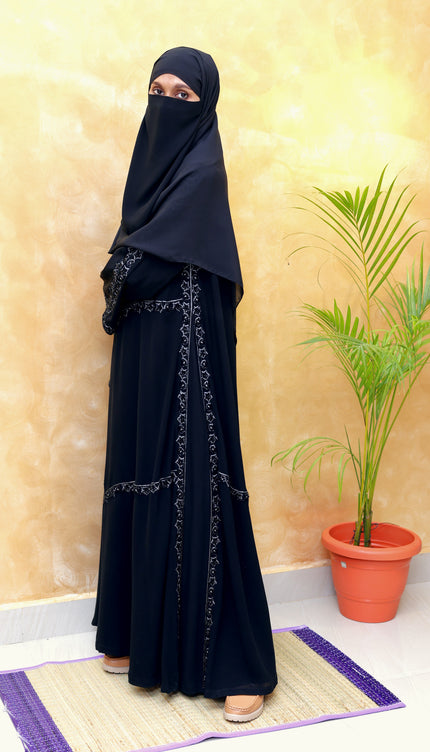 Fish-Cut Sleeve Double-Layer Handwork Abaya