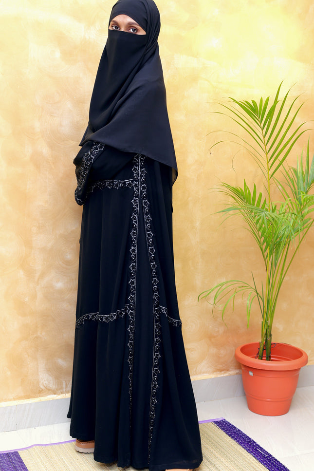Fish-Cut Sleeve Double-Layer Handwork Abaya