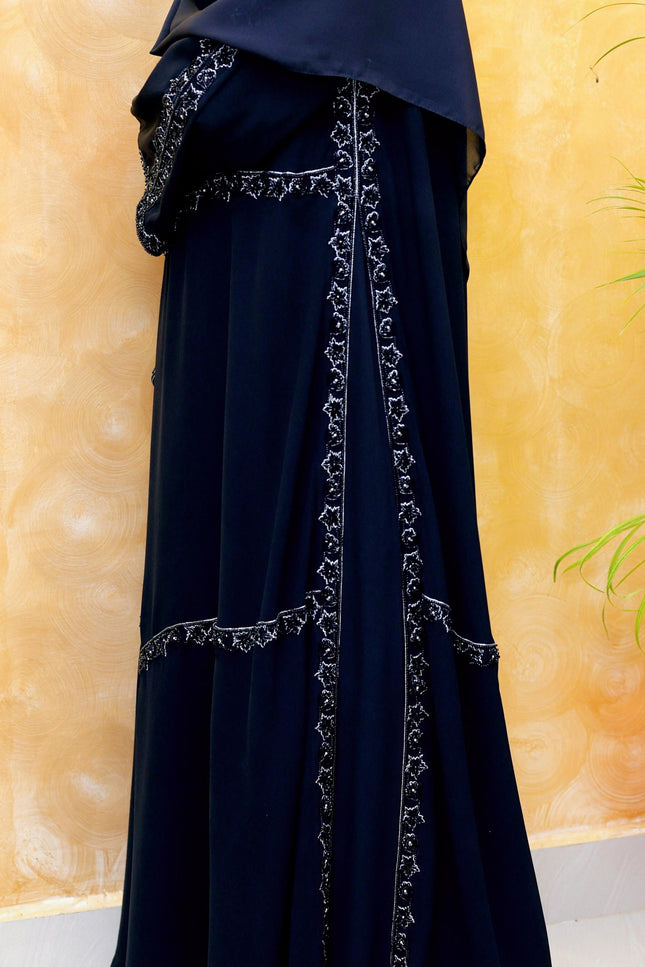 Fish-Cut Sleeve Double-Layer Handwork Abaya