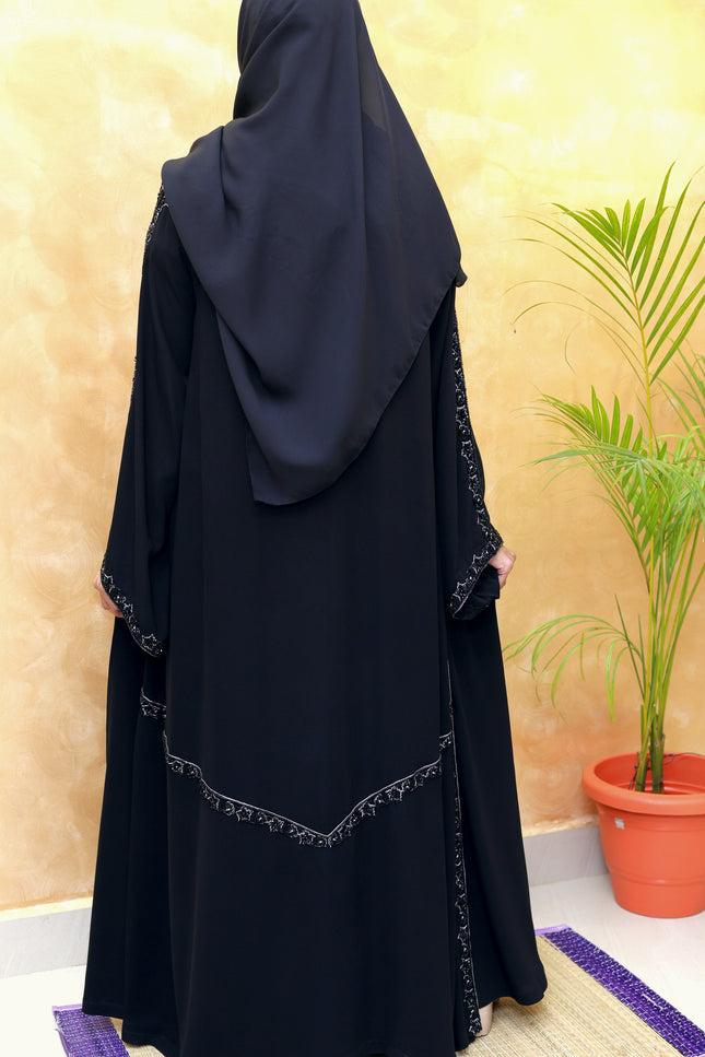 Fish-Cut Sleeve Double-Layer Handwork Abaya