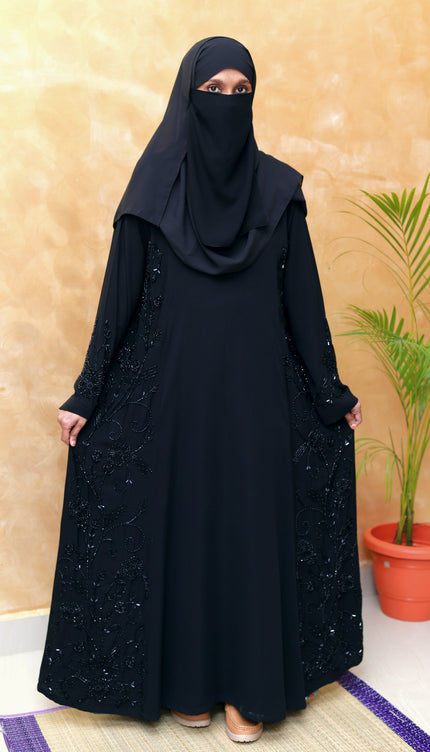 Black Royal Princess Embroidered Abaya | Premium Soft Nida