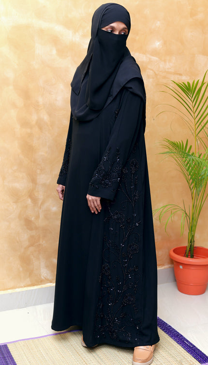 Black Royal Princess Embroidered Abaya | Premium Soft Nida