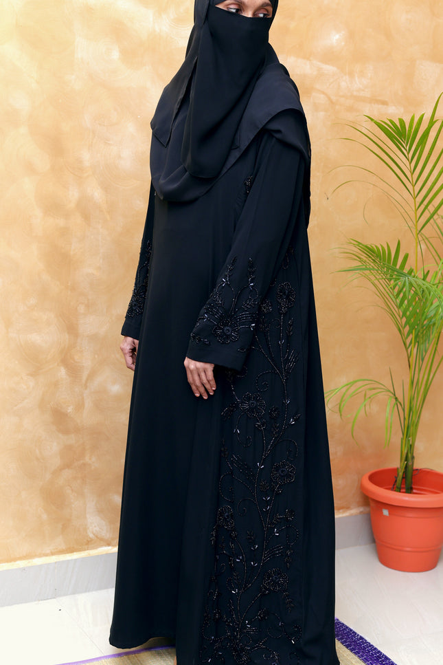 Black Royal Princess Embroidered Abaya | Premium Soft Nida