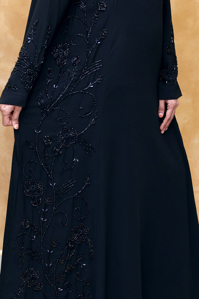 Black Royal Princess Embroidered Abaya | Premium Soft Nida