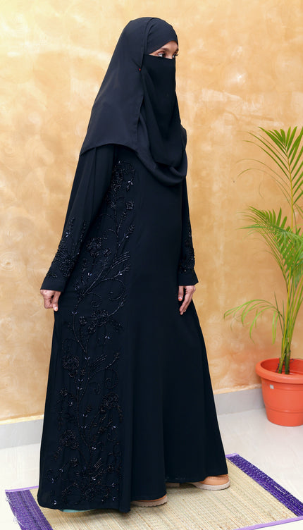 Black Royal Princess Embroidered Abaya | Premium Soft Nida